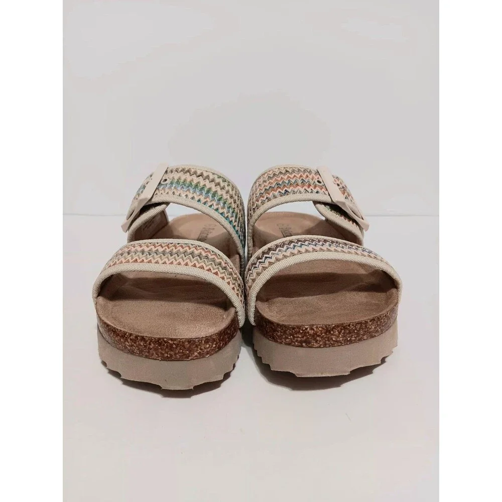 Bjorndal Anne Marie Woven Footbed Sandals Multicolored Strap Corked Sole Sz 7M